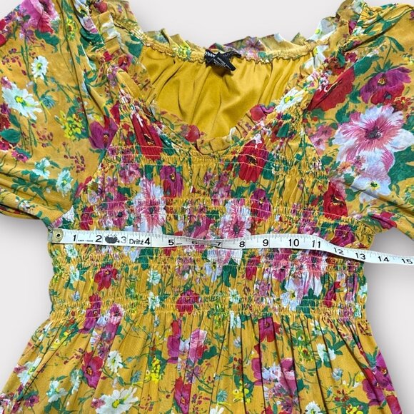 Robert Louis Womens XL Floral Maxi Dress Flowy Smocked Bell Sleeve Feminine - Picture 7 of 9